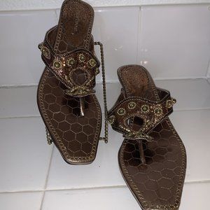 Bertinni Gold & Bronze Sequined Sandals